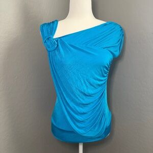 Vintage Y2K BeBe‎ Top Asymmetrical Degas Blue Size M